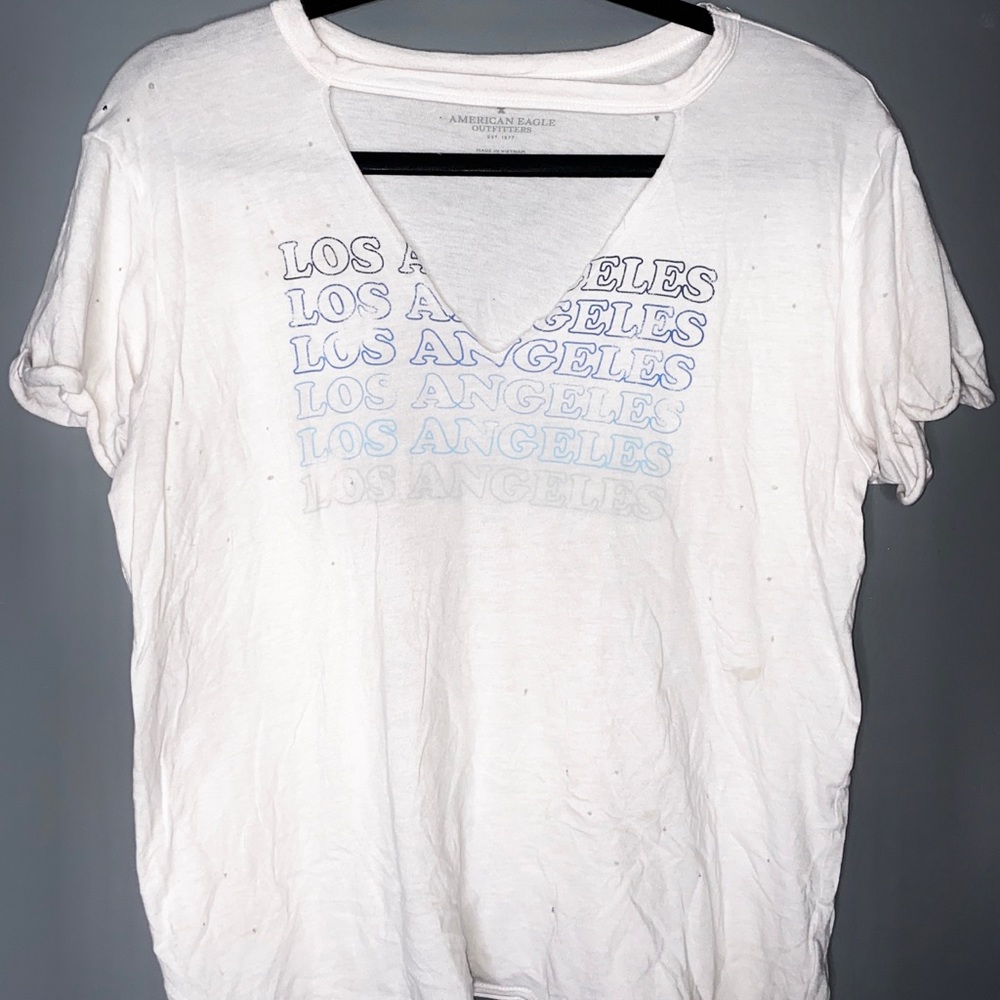 Mini rips open V LA t-shirt
